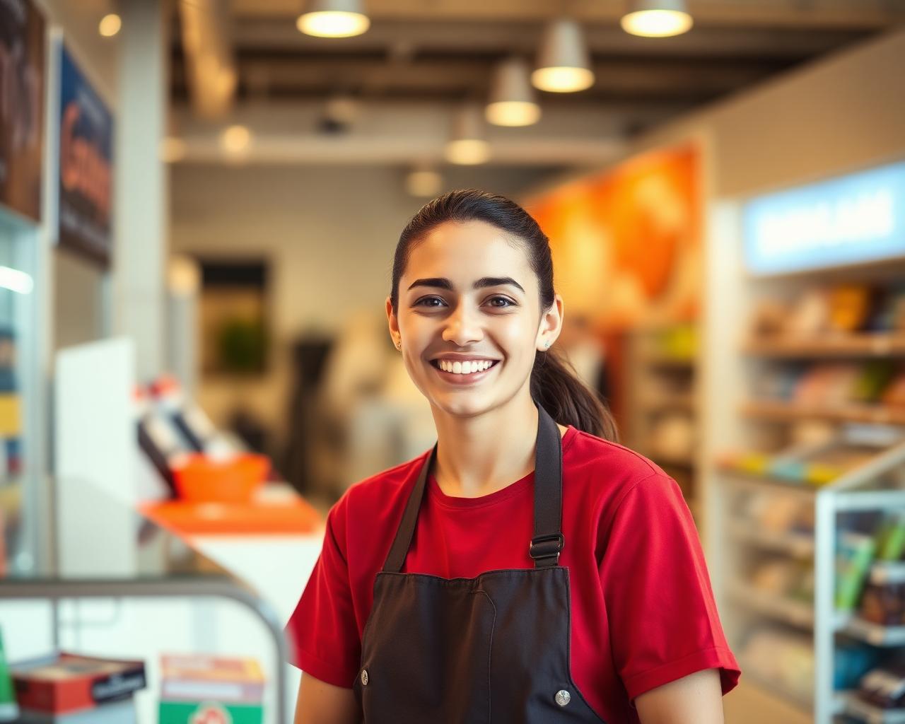 Profissional sorrindo no ambiente de trabalho